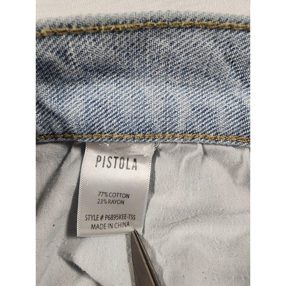Pistola Y2k Denim Two Tone Contrast Panel 90s Straight Leg Jeans Light Wash Prep - Picture 7 of 9